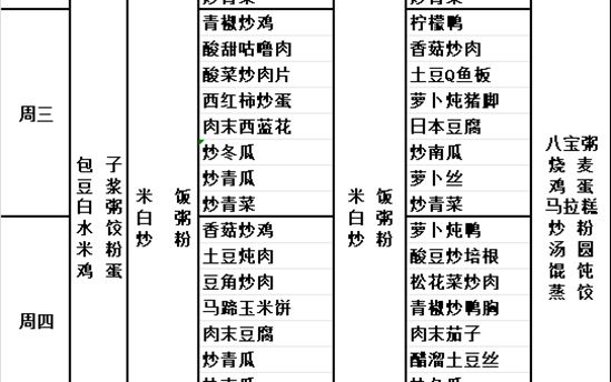 校园食谱：2023年10月16日-10月21日